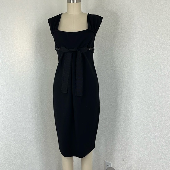 Giambattista Valli Dresses & Skirts - Giambattista Valli Knit Virgin Wool Square Neck Chain Waist Tie Midi Dress Penci